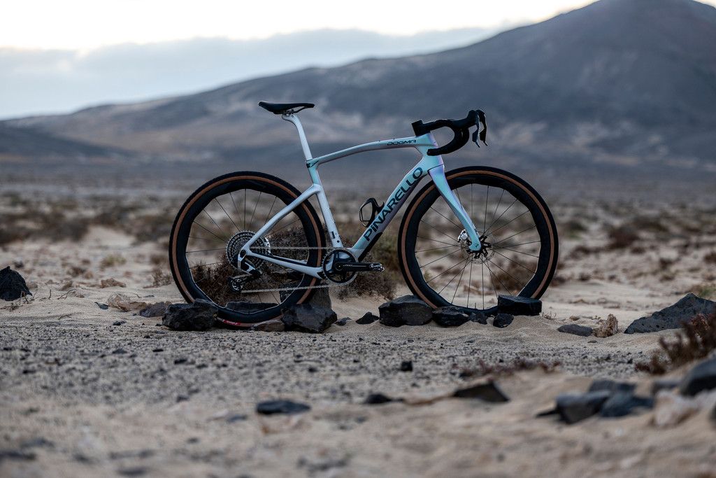 Pinarello Dogma GR shown in rocky landscape
