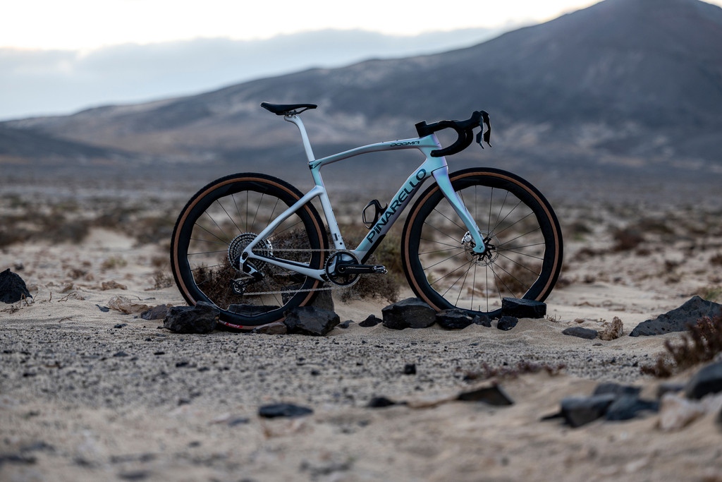Pinarello Dogma GR shown in rocky landscape