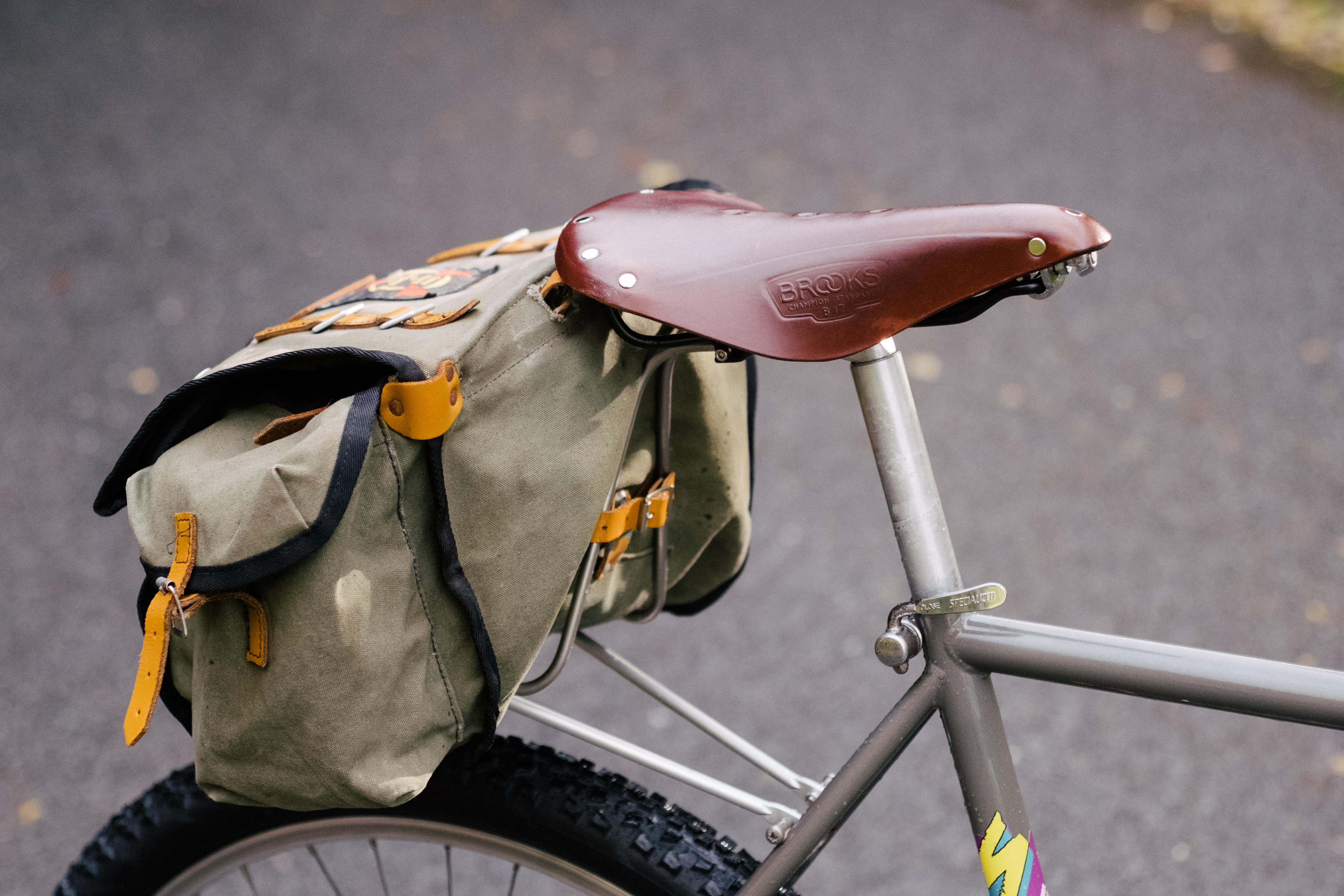 A leather bicycle saddle