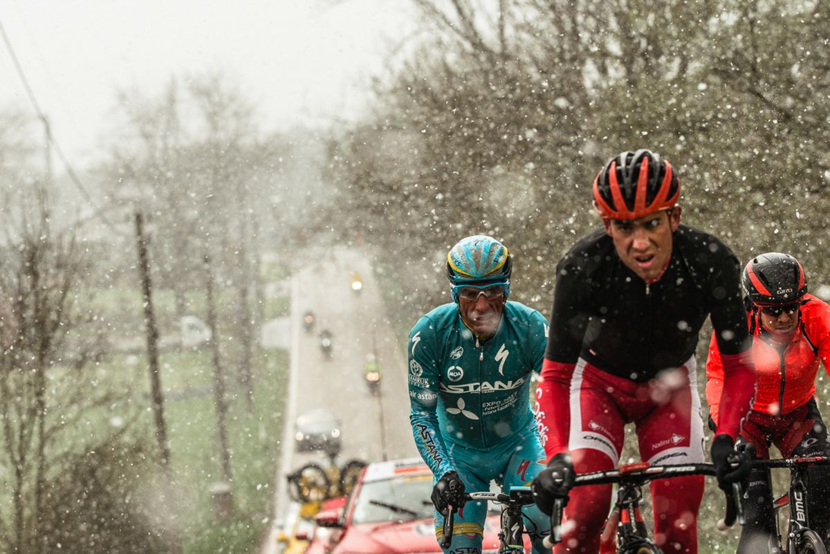 The breakaway riding through the snow