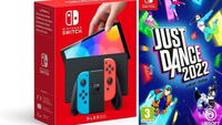 Nintendo Switch (OLED Model) - Neon Blue/Neon Red + Just Dance 2022
