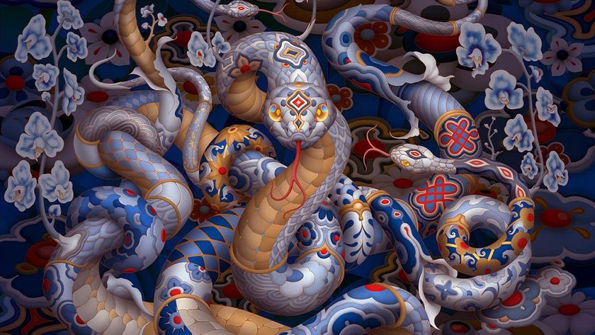 James Jean lunar New Year art; a colourful snake