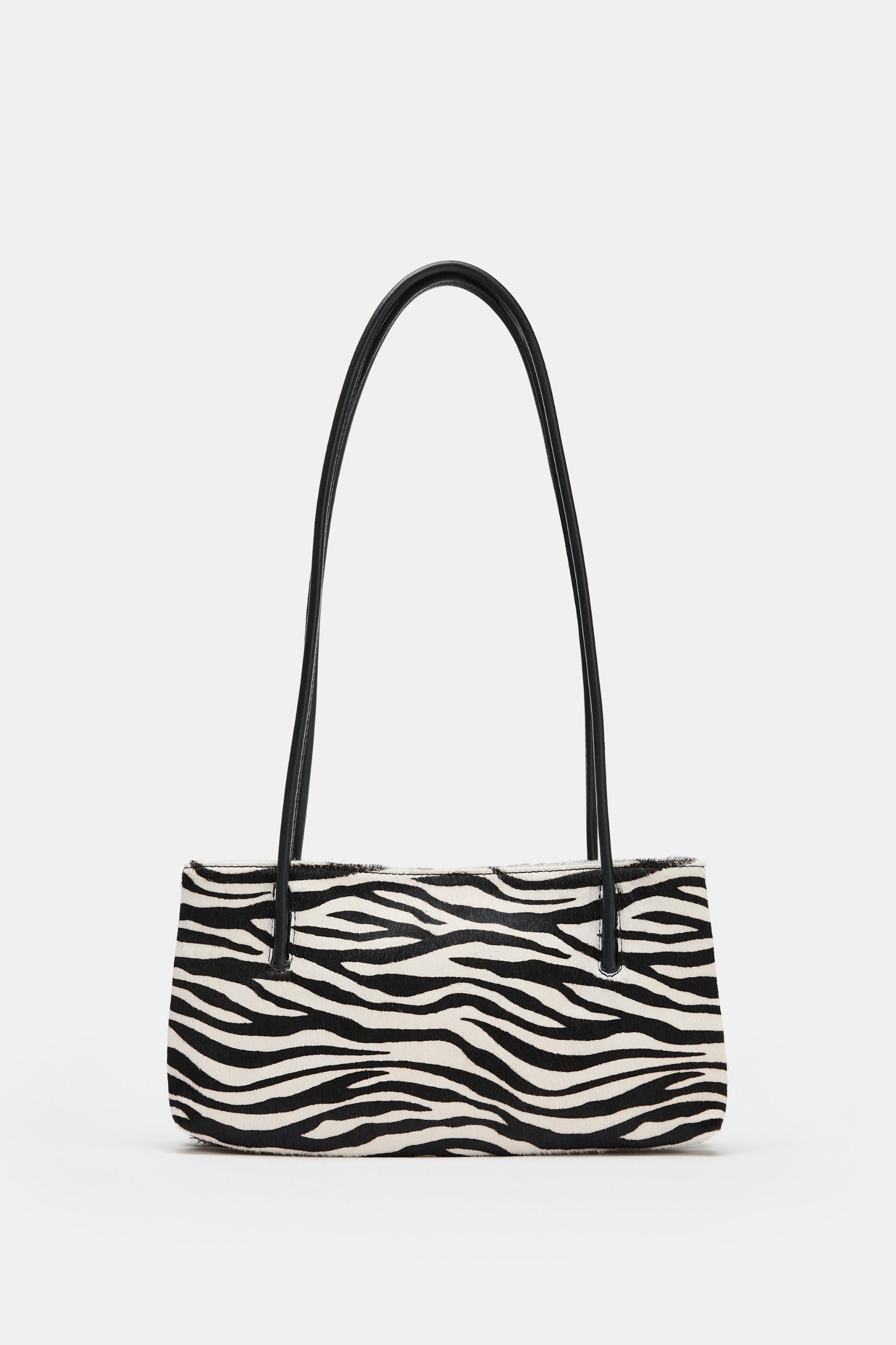 Animal Print Leather Shoulder Bag - Zebra - One Size Only