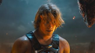 Nicholas Galitizine as He-Man looking angry in Masters of the Universe