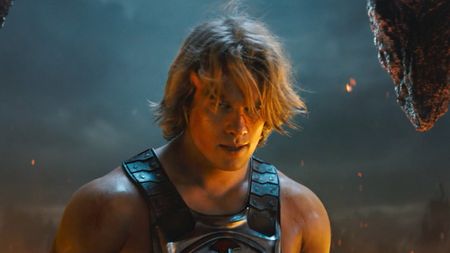 Nicholas Galitizine as He-Man looking angry in Masters of the Universe