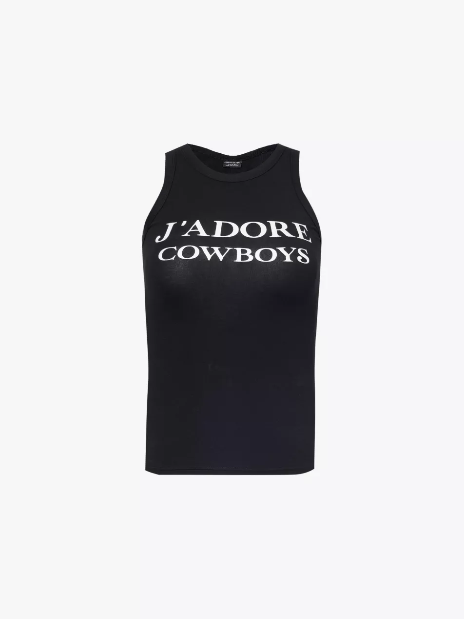 J'adore Cowboys Logo-Print Stretch-Cotton Top