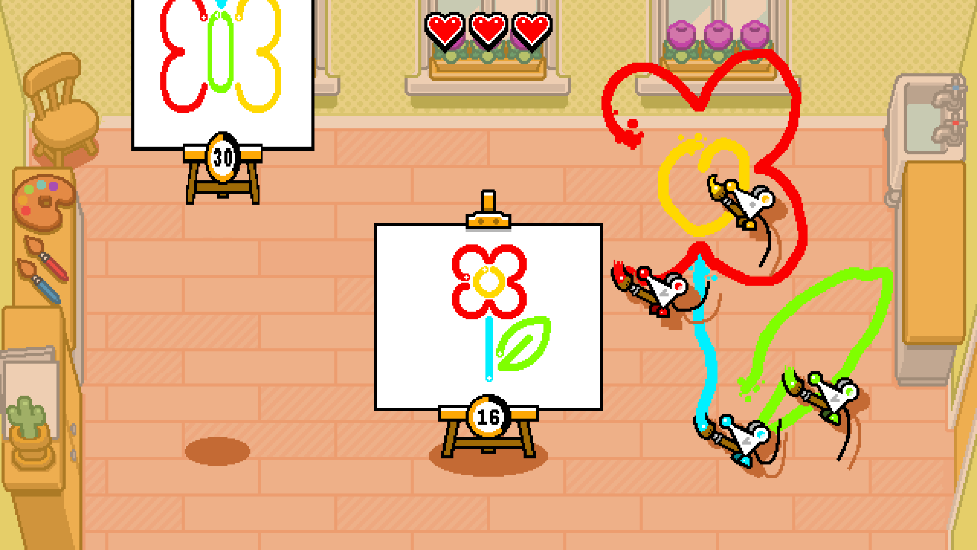 Mouse Work game interview for Nintendo Switch 2; screens from a Nintendo Switch 2 game of mice in a pixel art puzzle world