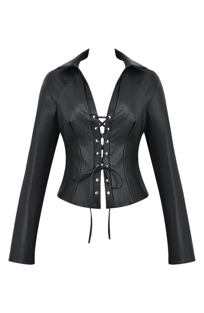 Lace-Up Faux Leather Top