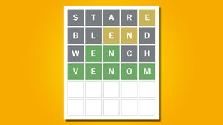 Wordle answer 746 on a yellow background