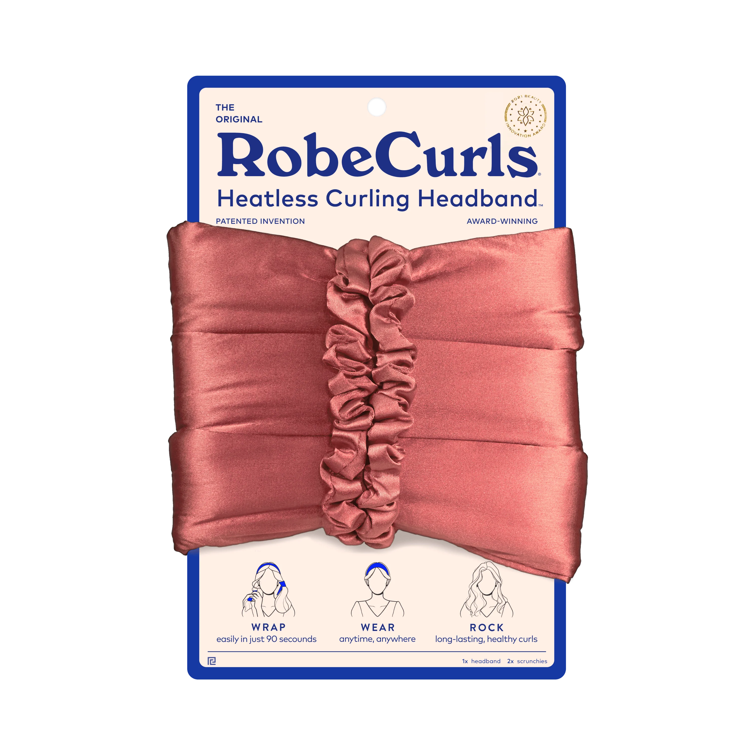 Robecurls Original Heatless Hair Curler Set With 2 Scrunchies - Patented Satin Curling Headband With Wire Hold for Heatless Curls Overnight - Gentle Hair Curlers to Sleep in for Women &amp;amp; Kids, Black