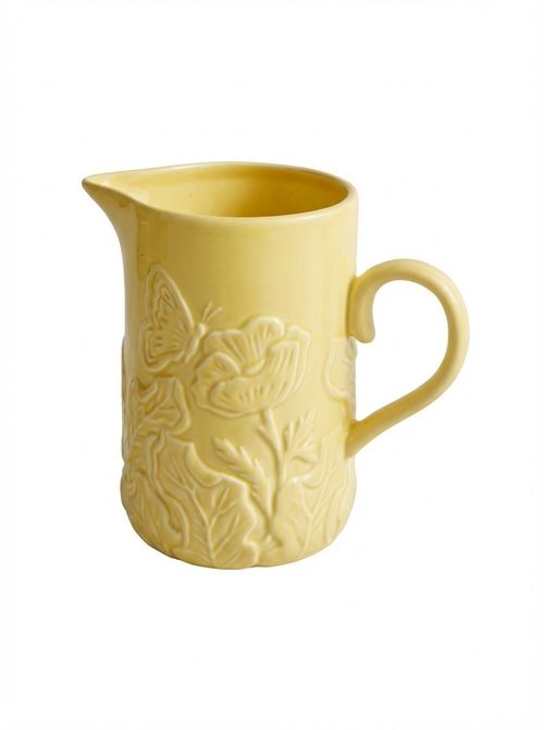 Embossed Floral Reactive Glaze Stoneware Jug