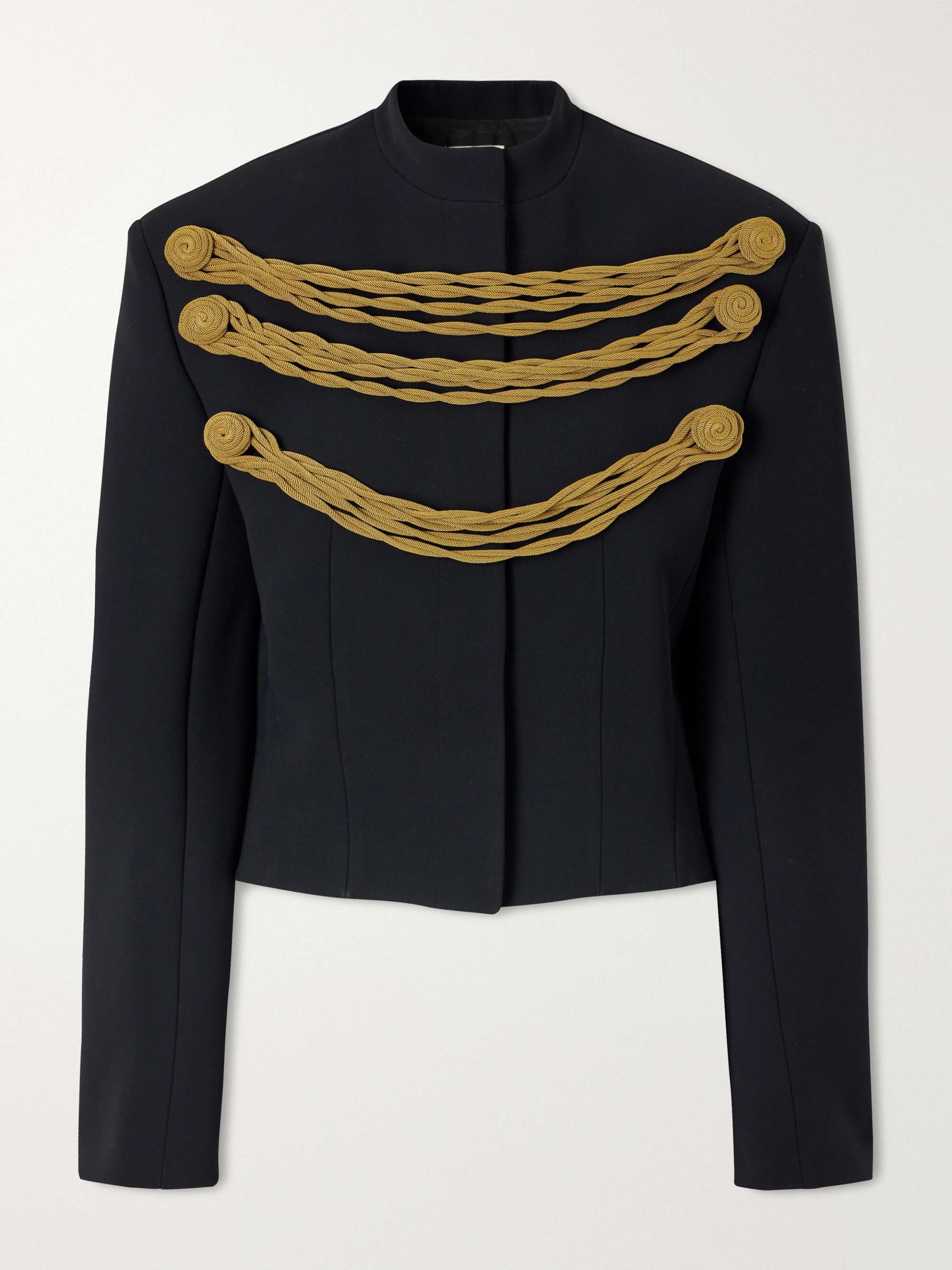 York Cord-Detailed Crepe Jacket