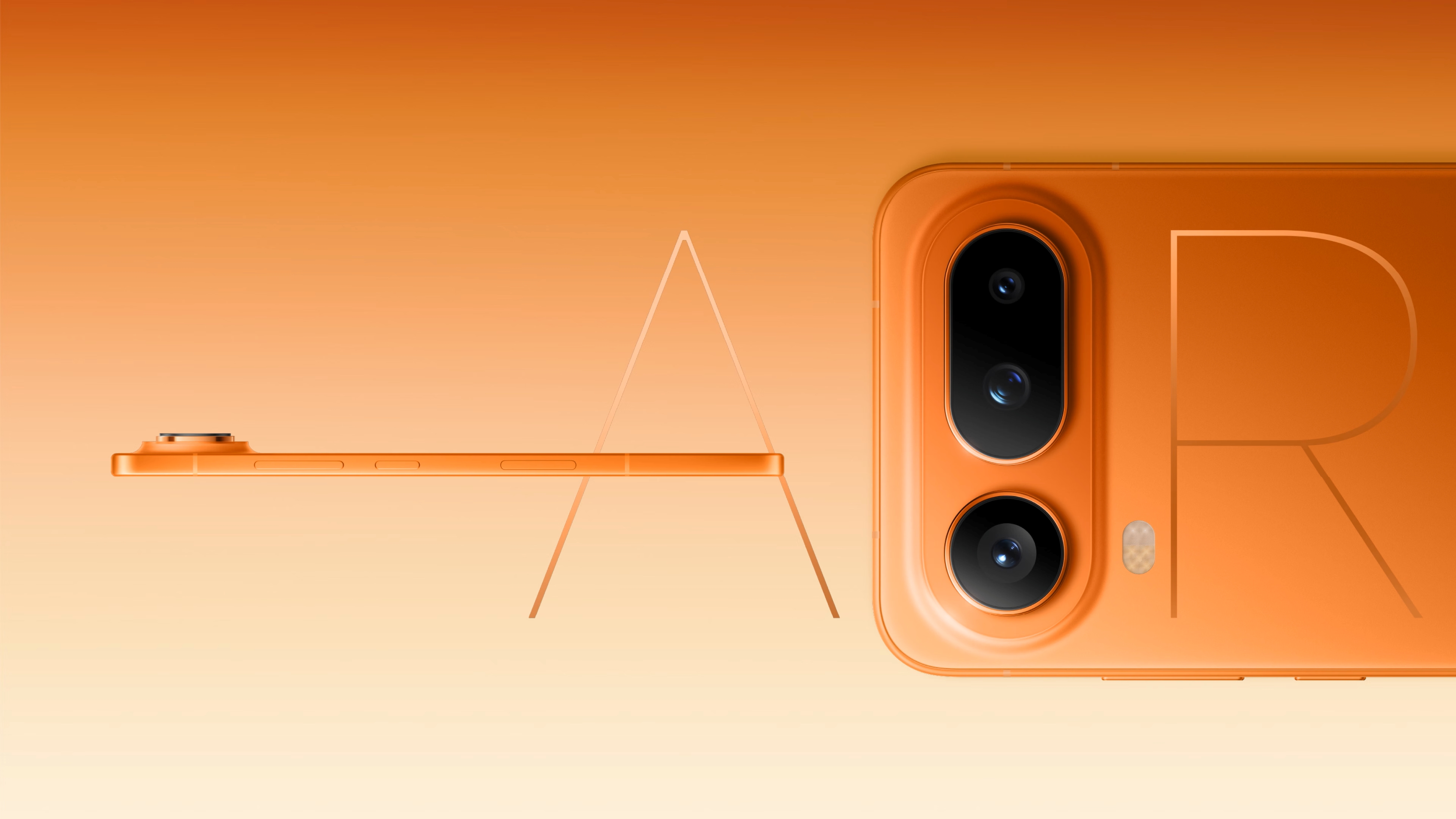 Two orange Honor Magic 8 Pro Air models arranged to spell the word "Air"