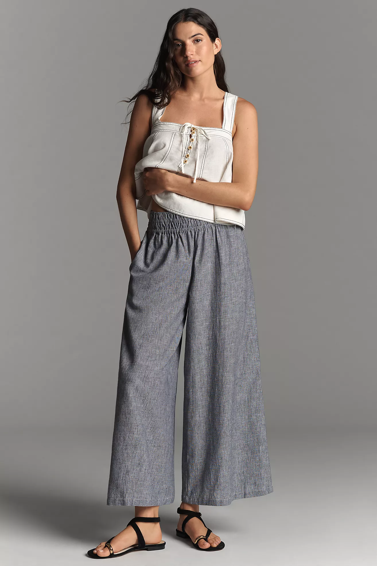 The Somerset Pull-On Pants: Striped Linen Blend Edition