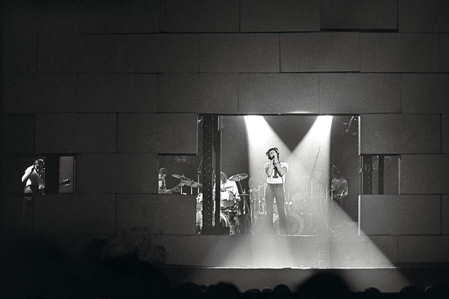 Roger Waters soaks upthe spotlight at Westfalenhalle in Dortmund, Germany, February 1981
