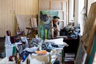 Billy Childish in his studio