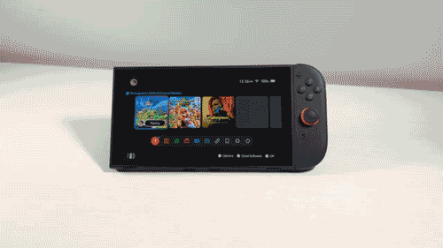 Nintendo Switch 2 on a white desk, highlighting how to attach and detach the Joy-Con 2 controller.