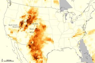 Map of airborne particulates from U.S. wildfires.