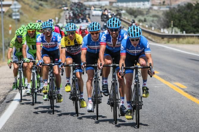 Garmin rides the front.