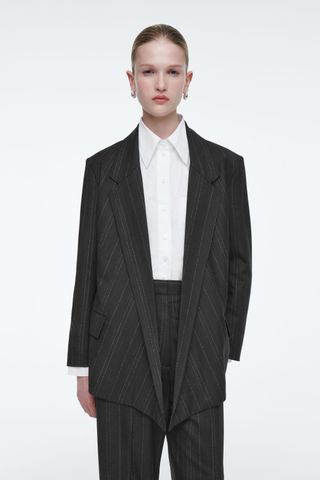 Regular Draped Pinstriped Blazer