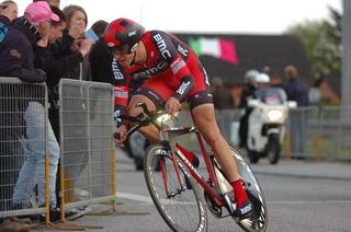 Taylor Phinney (BMC) time trials toward the Giro d'Italia stage 1 win
