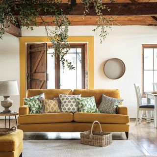 Mustard sofa in living rom