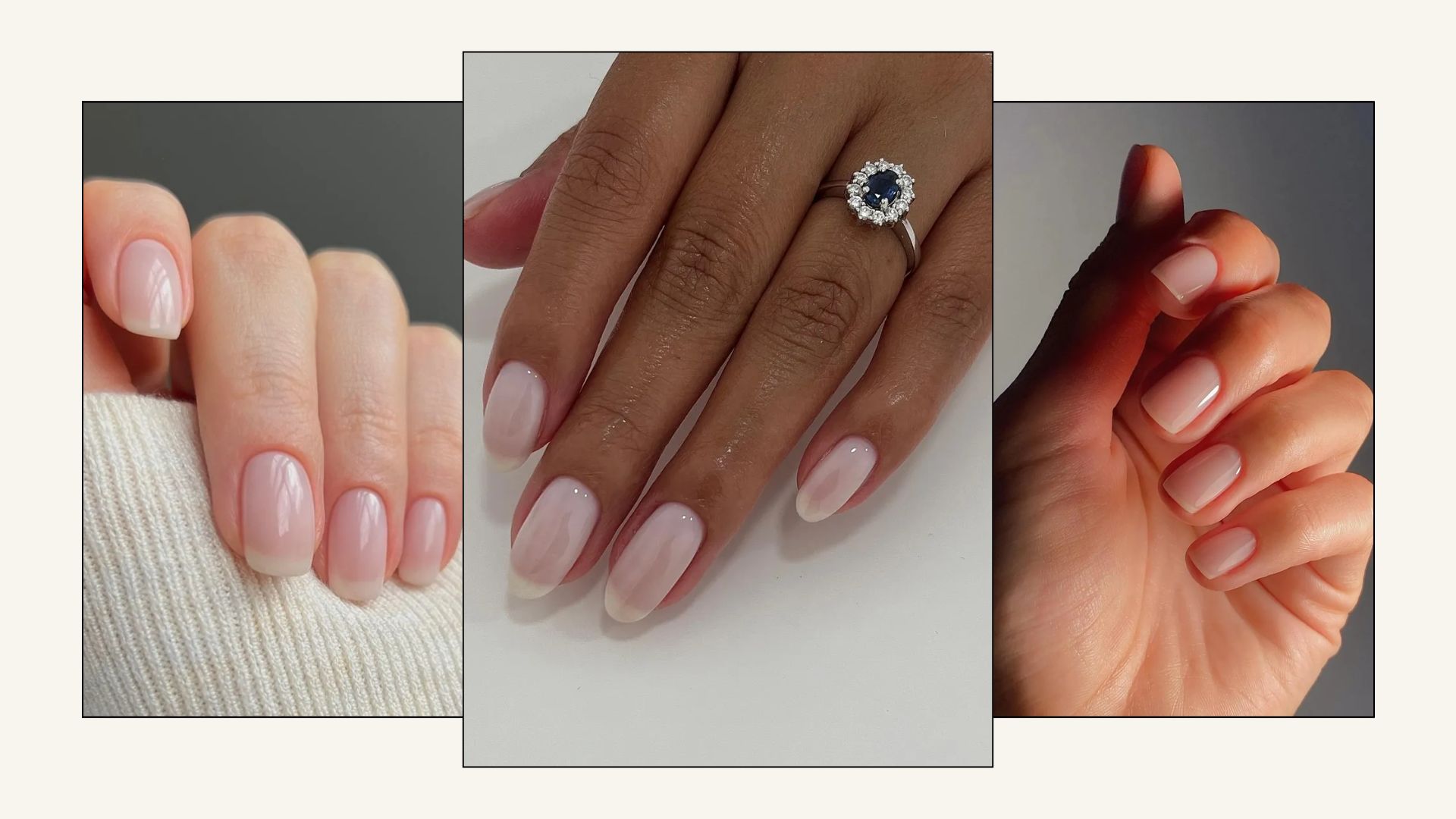 A collage of subtle French manicures
