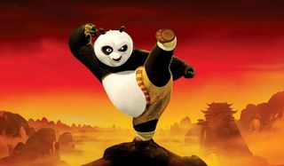 Kung Fu Panda Po poses on a mountain