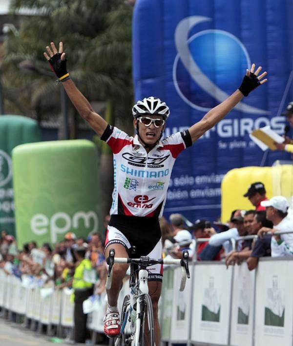 Jaime Vergara (GW Shimano) celebrates a stage win