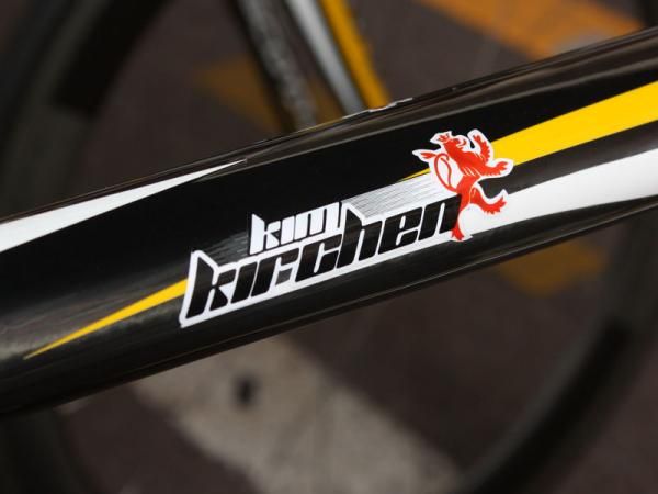Columbia-HTC rider Kim Kirchen's frame decal bears the red lion of his home country, Luxembourg.