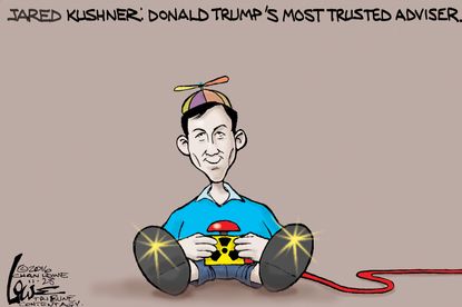 Political cartoon U.S. Donald Trump Jared Kushner child