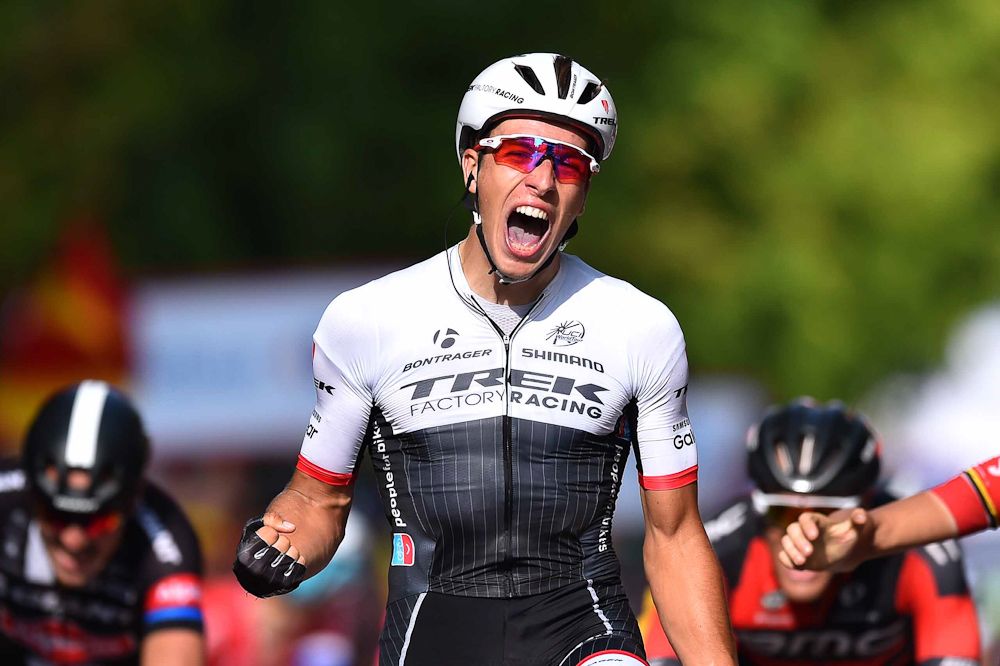 Danny van Poppel (Trek Factory Racing) wins stage 12 of the 2015 Vuelta a Espana.