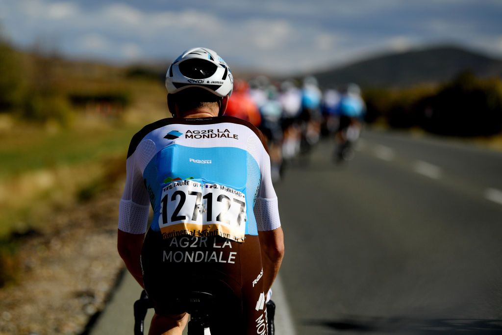 EJEADELOSCABALLEROS SPAIN OCTOBER 23 Quentin Jauregui of France and Team AG2R La Mondiale during the 75th Tour of Spain 2020 Stage 4 a 1917km stage from Garray Numancia to Ejea de los Caballeros lavuelta LaVuelta20 La Vuelta on October 23 2020 in Ejea de los Caballeros Spain Photo by David RamosGetty Images