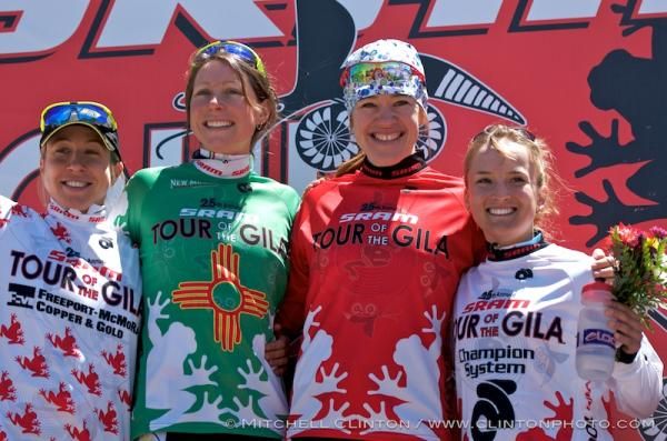 All the jerseys (l-r): Andrea Dvorak (Colavita/Forno d'Asolo), Heather Logan-Sprenger (Colavita/Forno d'Asolo), Clara Hughes (Pactimo Cycling Team) and Lex Albrecht (Team Juvederm-Specialized)