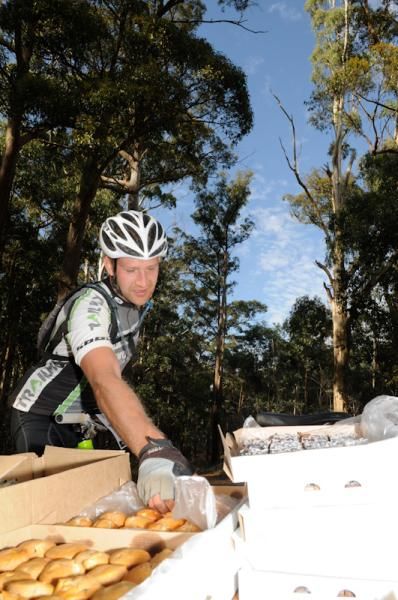 A rider stops for a refreshment during the event.