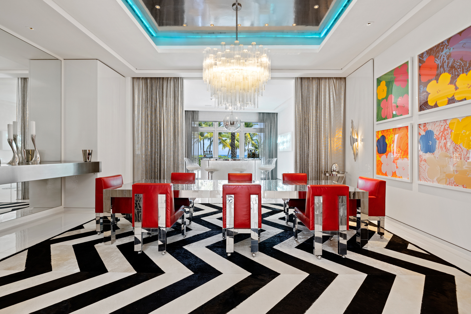 Fashion Designer Tommy Hilfiger's Vibrant Home in Miami  Modern home bar  designs, Modern home bar, Home bar designs