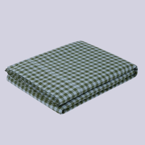 Piglet In Bed, Fern Green &amp;amp; Dusk Blue Colour Drenched Gingham Linen Blend Flat Sheet
