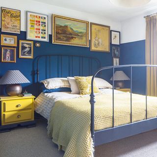 bedroom with blue wall