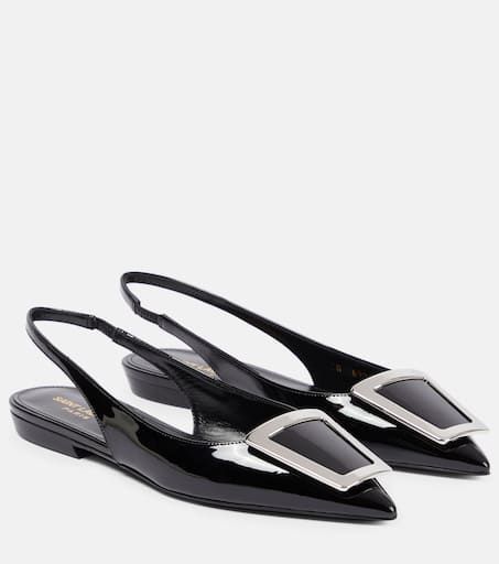 Denim Leather Slingback Flat