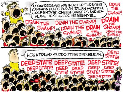 Political cartoon U.S. Duncan Hunter corruption MAGA Trump supporters