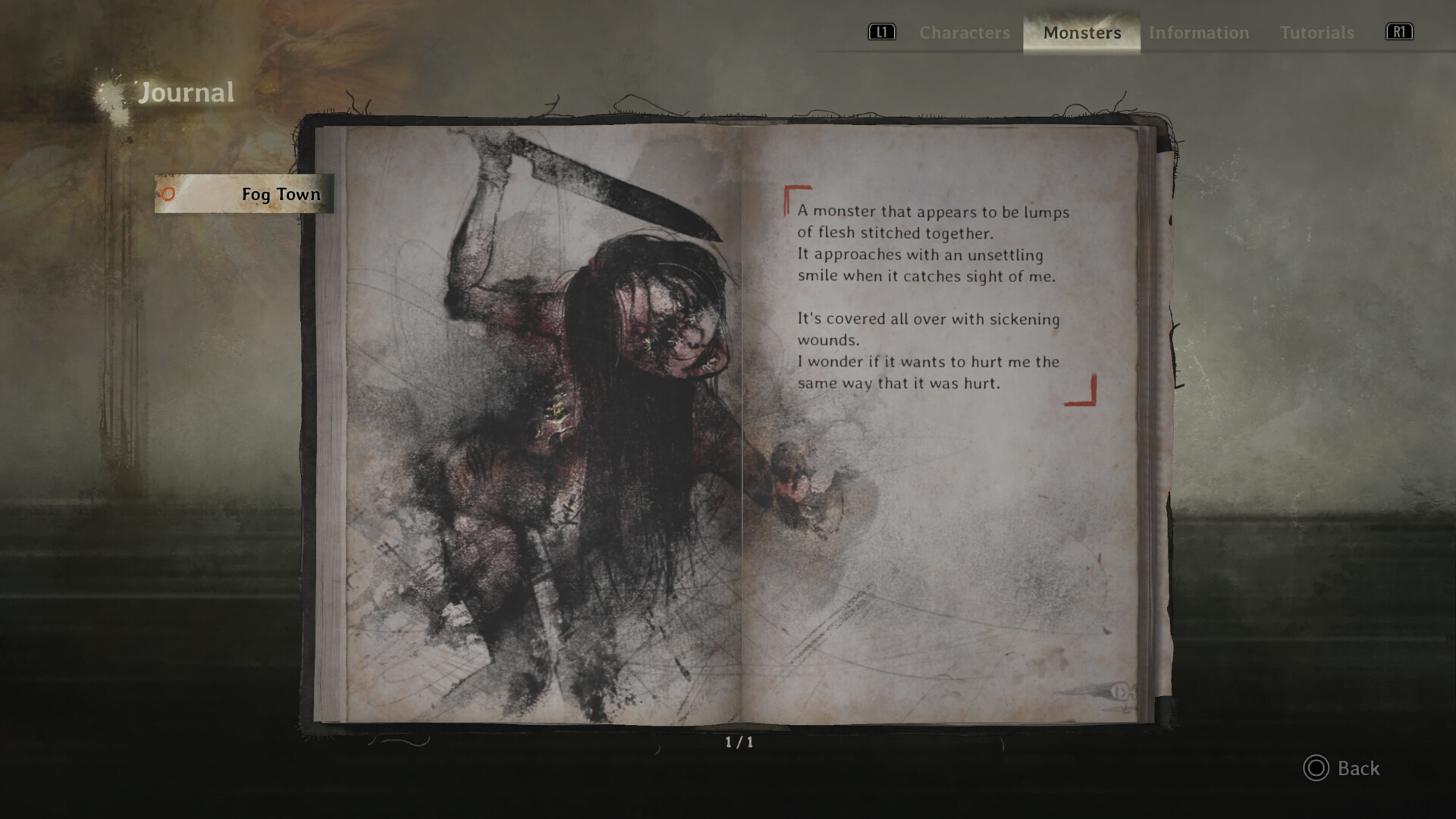 A journal entry in Silent Hill f for a stitched monster in Ebisugaoka: &amp;quot;A monster that appears to be lumps of flesh stitched together. It approaches with an unsettling smile when it catches me. It&#039;s covered all over with sickening wounds. I wonder if it wants to hurt me the same way it was hurt.&amp;quot;