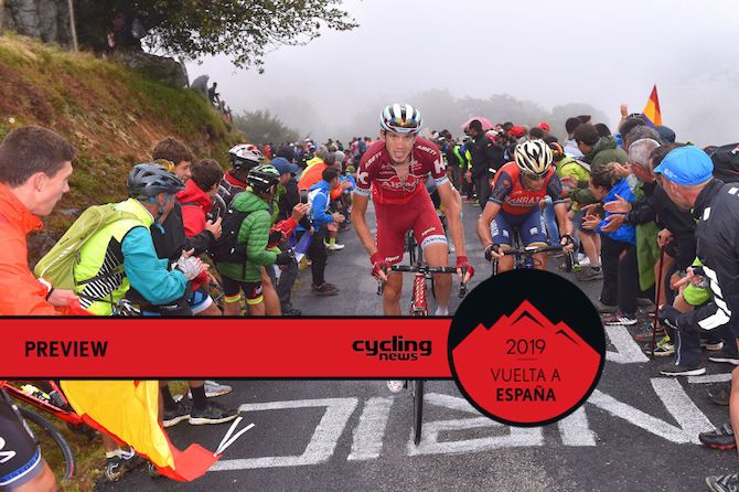 Ilnur Zakarin leads Vincenzo Nibali up the climb of Los Machucos on stage 17 of the 2017 Vuelta a Espana