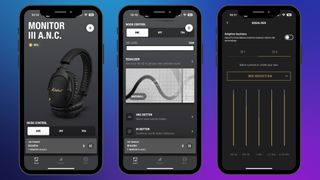 Marshall app connected to Monitor III headphones