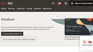 Oracle Database website screenshot.