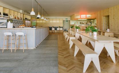 Modern, bright interior of bar