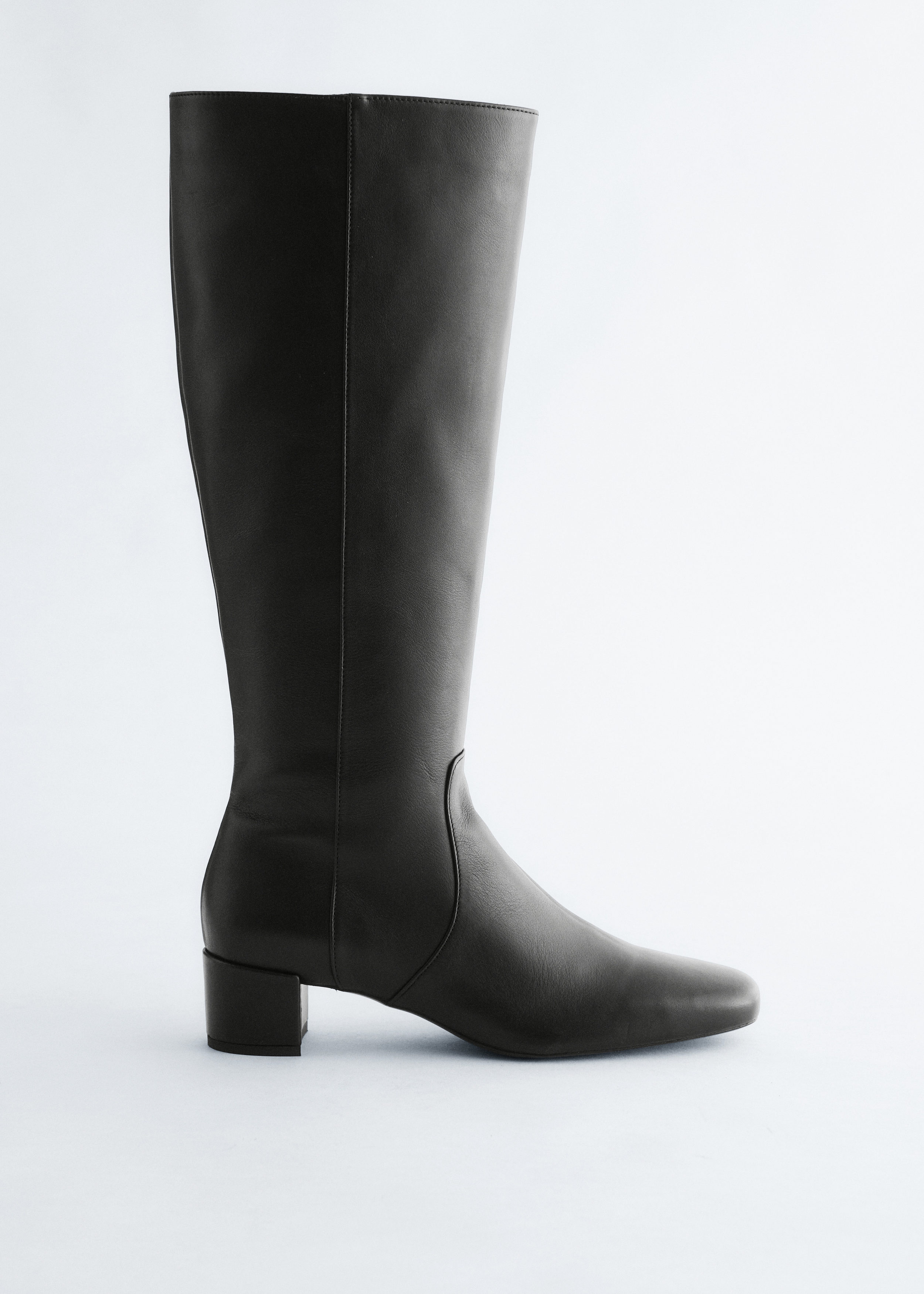 Heeled Leather Knee Boots