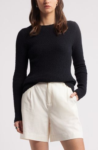 Textured Slim Crewneck Sweater