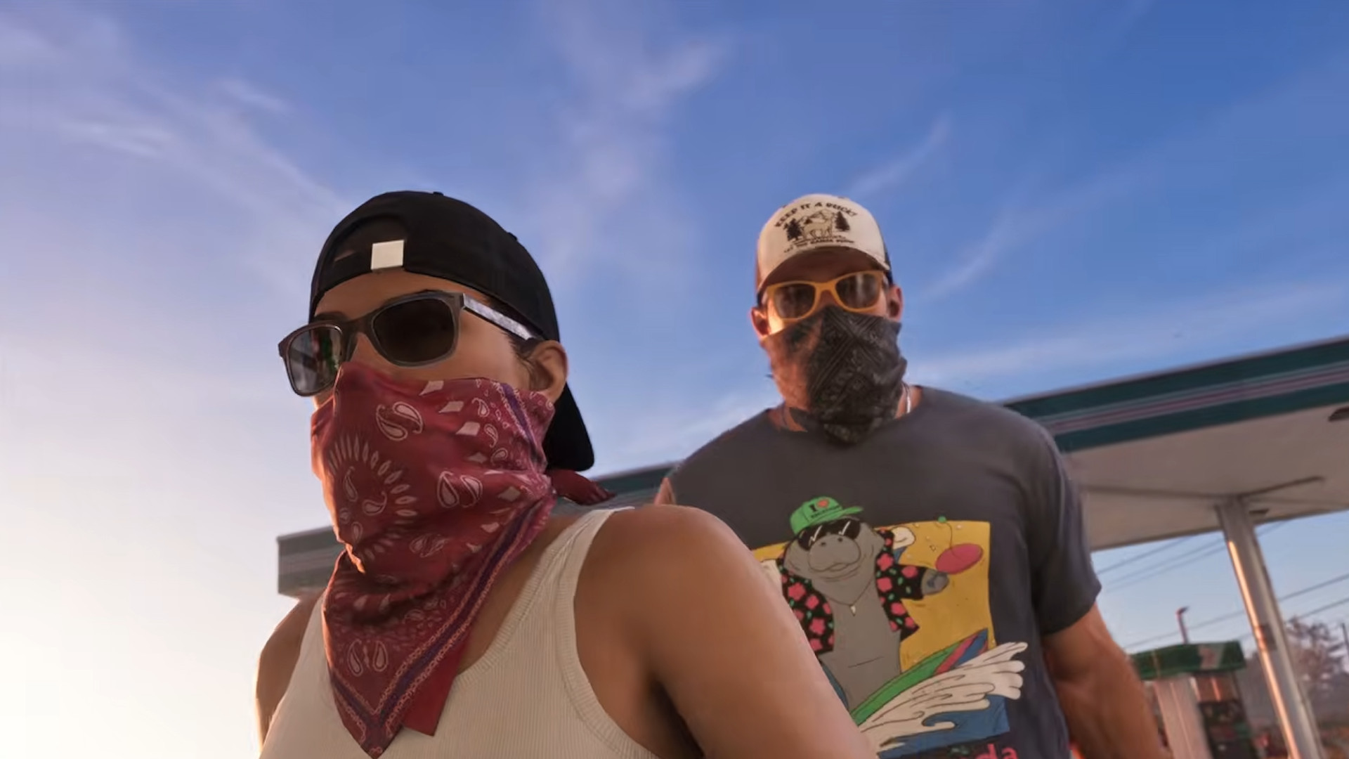 Jason and Lucia wearing masks in GTA 6