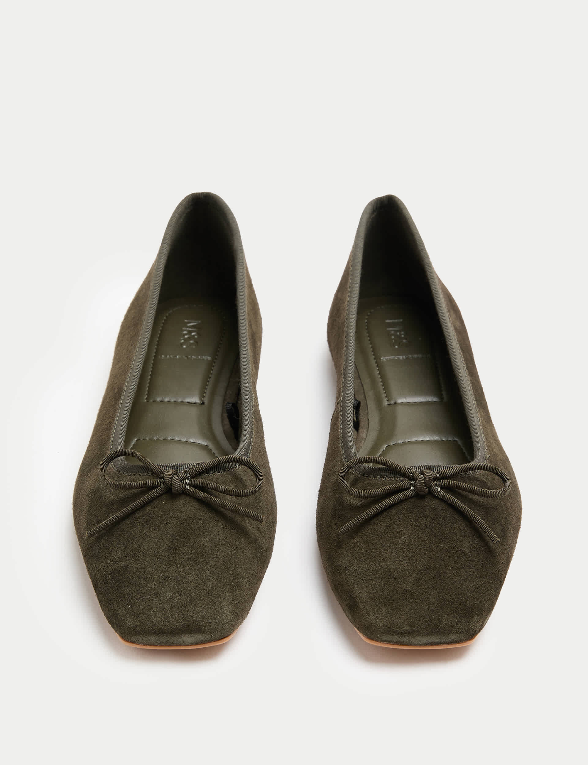 Suede Flat Square Toe Ballet Pumps