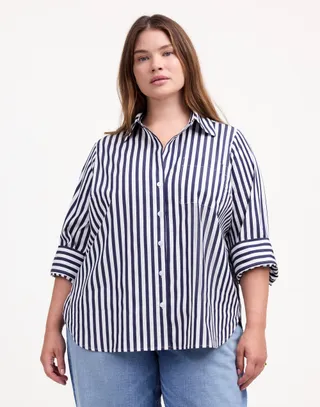 Madewell, Plus Easy Y-Neck Button-Up Shirt